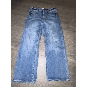 The Fine Print Women 31P Blue Wide Leg High Rise Stretch Denim Jeans Petite
